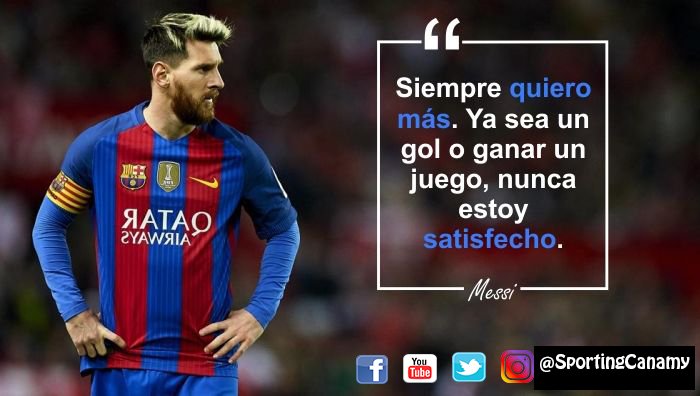 "Frases que inspiran"
Que tengan un excelente fin de semana y que jamás olviden que debemos trabajar muy duro, cada día más para alcanzar nuestros sueños y objetivos.
Con esta frase de Messi, recibimos el fin de semana celebrando que #SomosGuerreros y tenemos mucha #FuerzaCanamy.