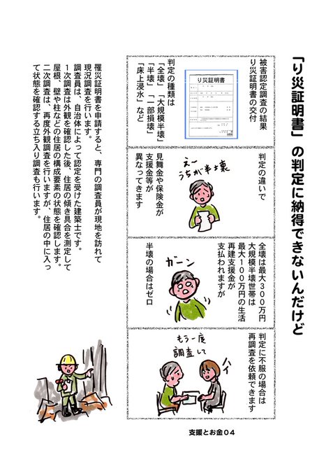 罹災証明書の判定に不服がある場合、再調査の依頼ができます。 