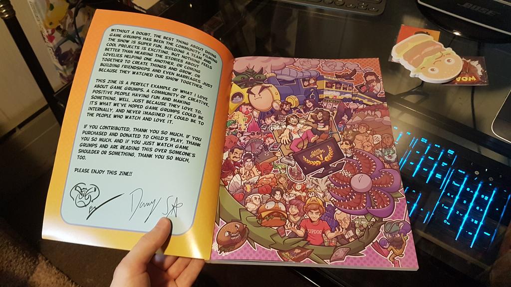 Got my copy of <a href="/GameGrumpsZine/">Game Grumps Zine</a>!  And the little gifts are super cute!  Had lots of fun working on my piece