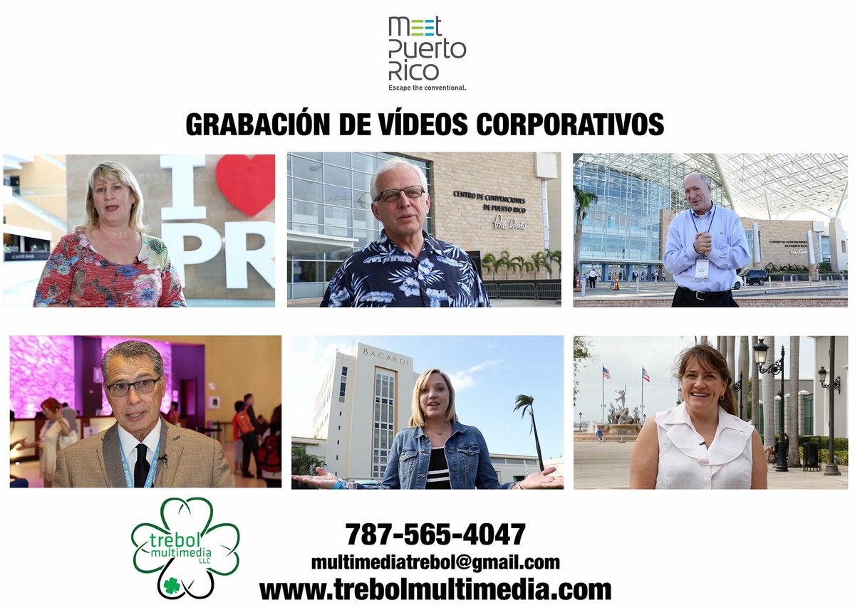 TrebolMultimed's tweet photo. Grabación y Edición de Vídeos Corporativos para Empresas. Aquí uno de nuestros clientes MEET PUERTO RICO. https://t.co/wpNquowrgq
