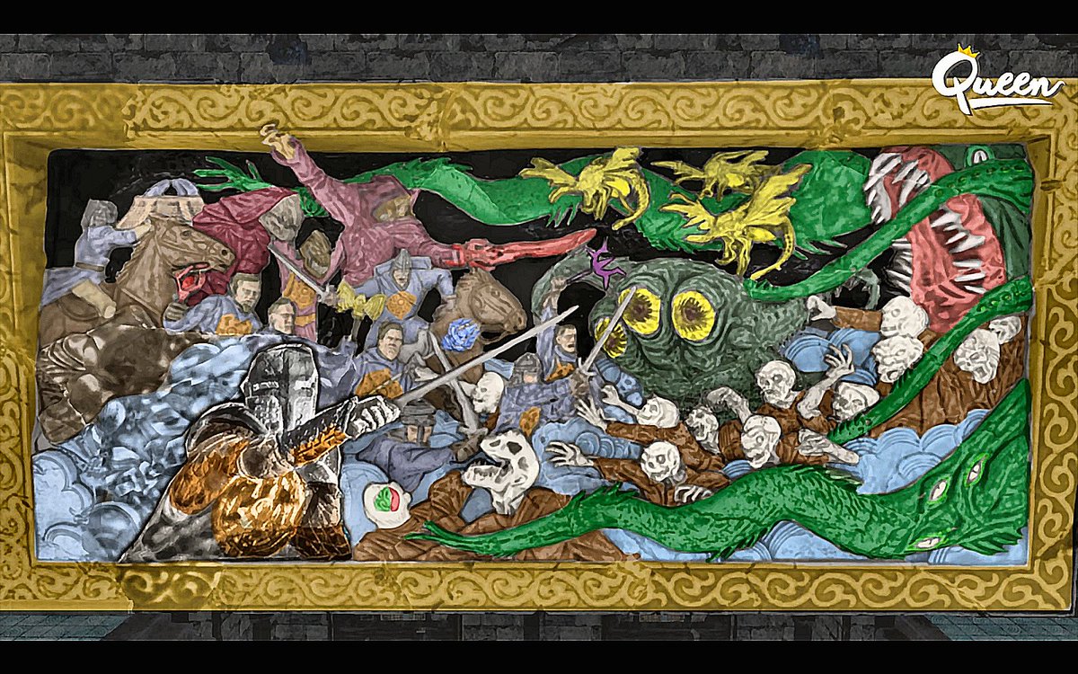 WAH_su's tweet image. @GirlGlitcher's colored #ShadowsofEVIL mural shows us the 1292-1299 Great War,then we are shown right after when #Monty deals with #PRIMIS at end of #Revelations, which is at the end of the battle, January 1st, 1300. We don't know where they are now...
#BO4Zombies