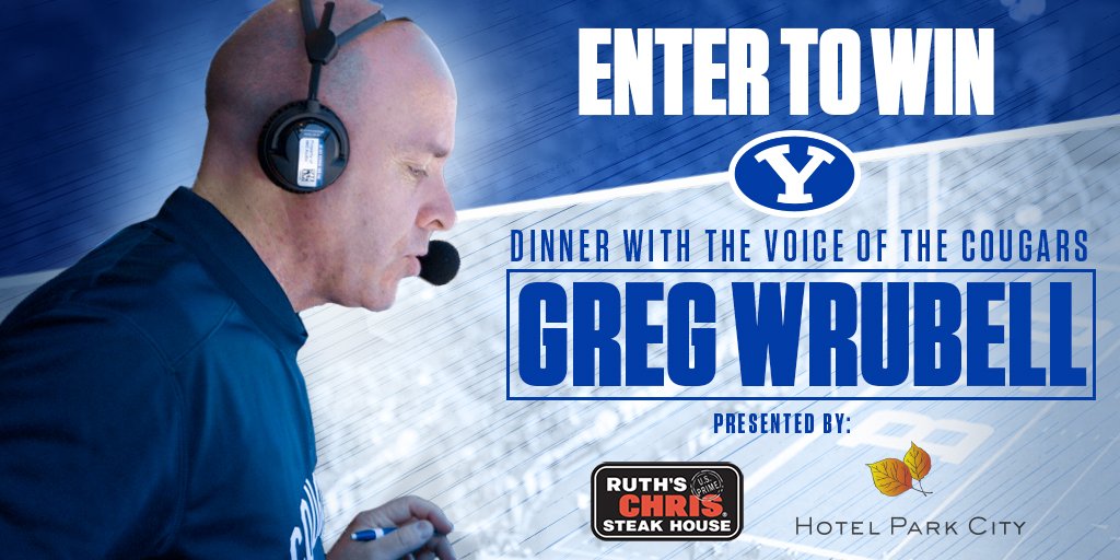 gregwrubell's tweet photo. BYU fans, our Cougar sports-talk dinner is back again! We're giving away three sets of dinner for two with me at @RuthsChrisPC inside @Hotel_Park_City, along with a swag bag for each of the three couples! Dinner Aug. 13; winners selected Aug. 6. To enter: respond with #VOTCDinner https://t.co/mrLM7wfoNy