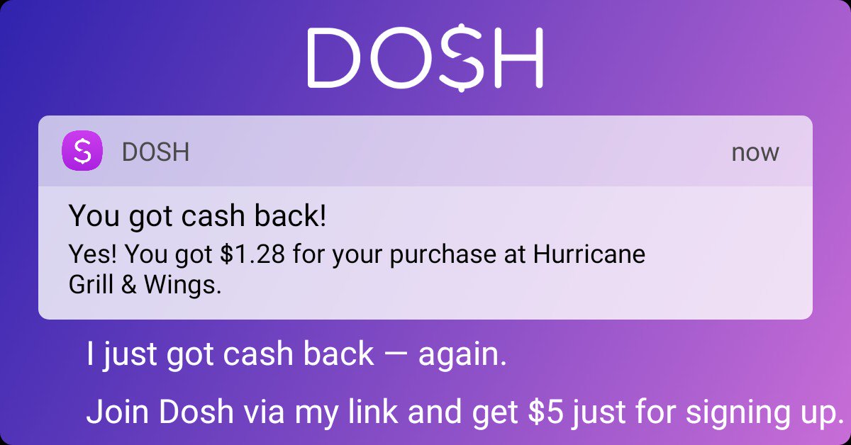 Check out this app that gets me cash back at my favorite places! link.dosh.cash/uLTuKmyxIO
