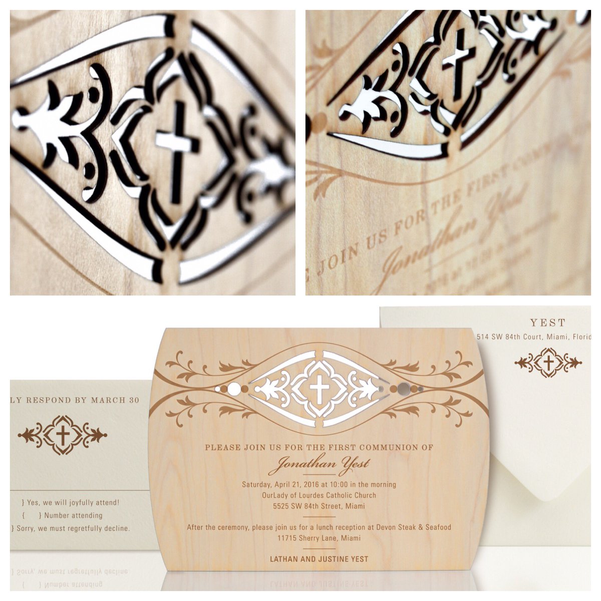 A divine invitation for Jonathan’s Holy Communion. #communion #communioninvitations #woodinvitations #holycommunion