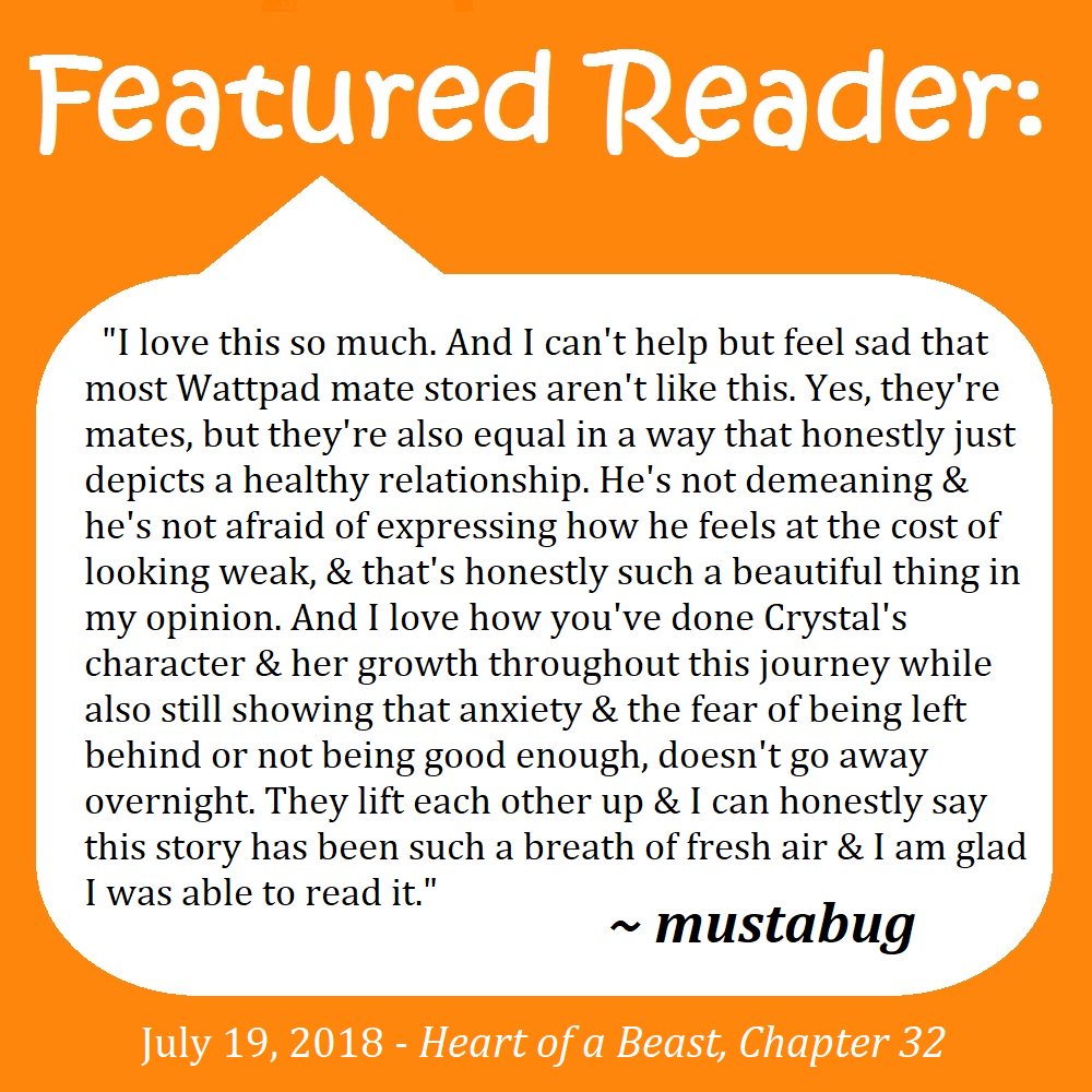 JoLeeHunt's tweet photo. #FeaturedReaderFriday - #Thankyousomuch mustabug for reading, commenting, and supporting #HeartofaBeast. We can all benefit from healthier depictions of #romances in every genre.
@HeartStonePack #Wattpad #Wattpadlife #writerslife #amwriting #PR #appreciation https://t.co/WOmxetROH4