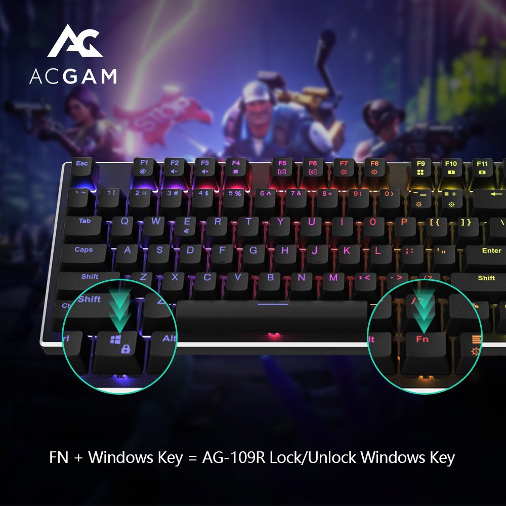 ACGAMGEAR's tweet photo. Things you may not know about ACGAM AG-109R Chroma Wonder Mechanical Keyboard series. 🤔🤔

 Episode 1: Do you know there is the shortcut to enable or disable Windows key? 

 #gamers #shortcut #keyboard #windows10 https://t.co/fZriukLQvw