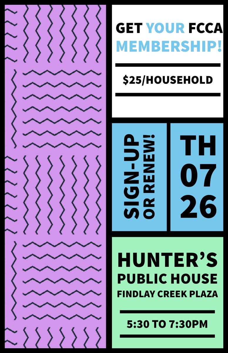 FindlayCreekCA's tweet image. Did you miss our first FCCA Membership night?  Never fear, the next one is right around the corner!  Join us at Hunter's Public House next Thursday and get your membership before July 31st to beat the lines and be entered into a draw for prizes! #FindlayCreek #FCCA #BeAMember
