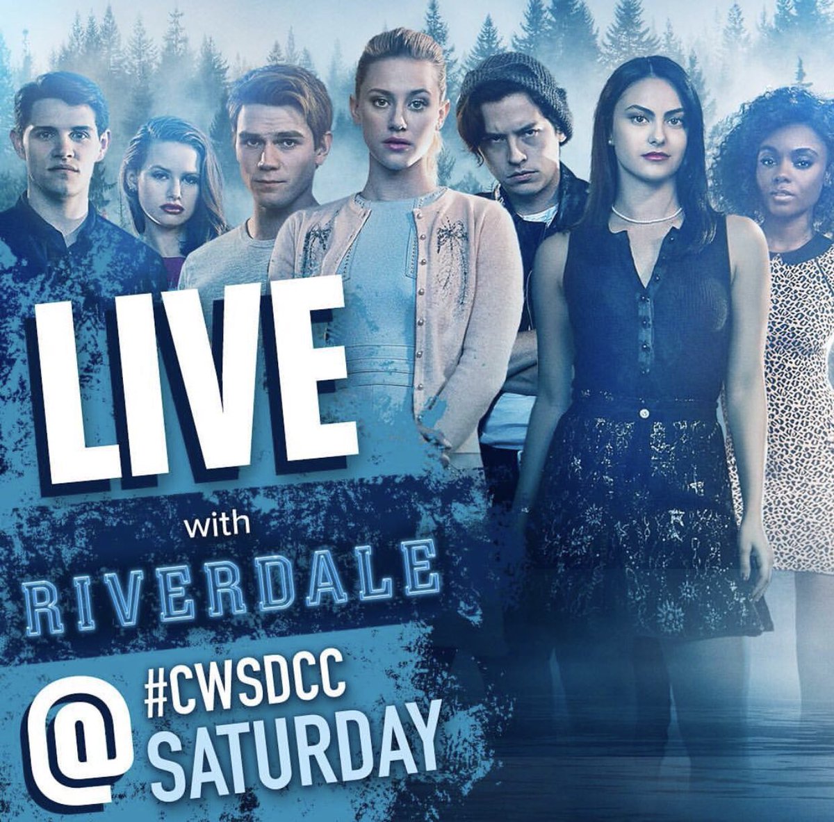 _HeyThereJuliet's tweet photo. cast will be live on @CW_Riverdale's Facebook page today (Saturday)! Ask your questions with the Twitter hashtag #askCWSDCC! https://t.co/VfkhEtywiI