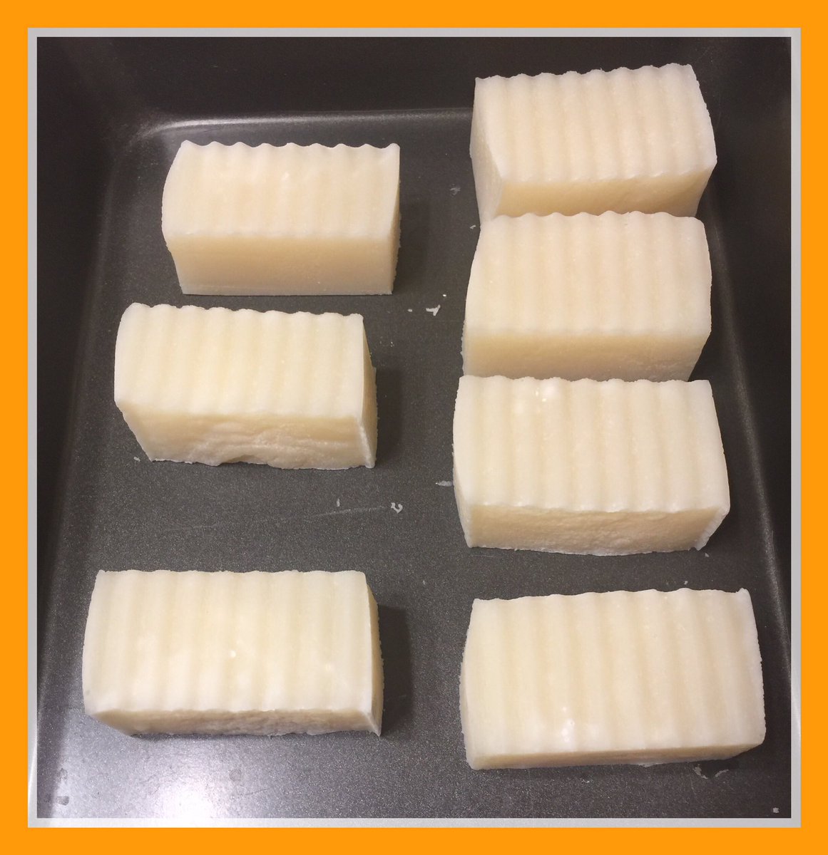 This is my first batch of soap. It's a 1lb olive oil, coconut and castor base. No fragrances or dyes. It was a little underwhelming. It will be ready for testing Saturday. Didn't look like much but I hope it lathers well!