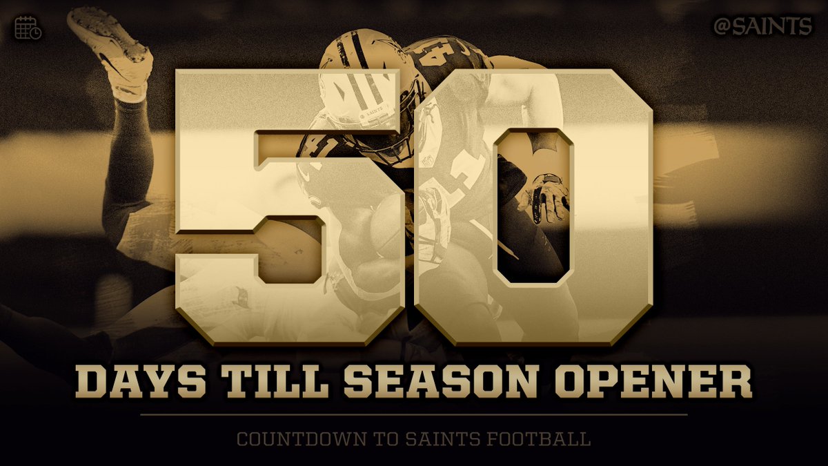 Saints's tweet photo. 5️⃣0️⃣ days till the #Saints open the regular season! 

⚜️ https://t.co/9qd1a5dIKE
