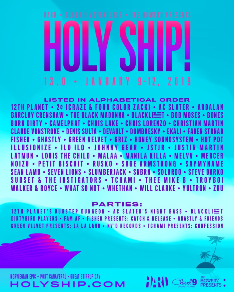Holy Ship 2019 lineup