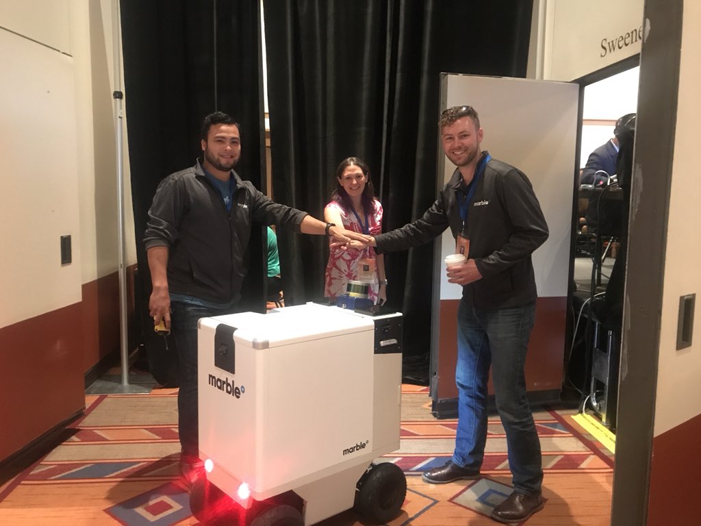 jackie_erickson's tweet photo. .@marblerobot Team having a blast @NatlGovsAssoc Summer Conference!! Our robot is rocking it! #marblerobot #AheadoftheCurve #NGAinSantaFe https://t.co/OOKHXSegMR
