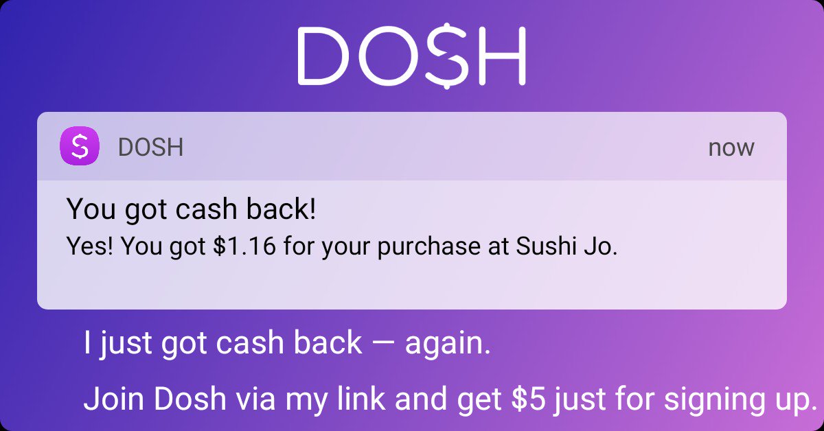 Check out this app that gets me cash back at my favorite places! link.dosh.cash/tLRLzmeEIO