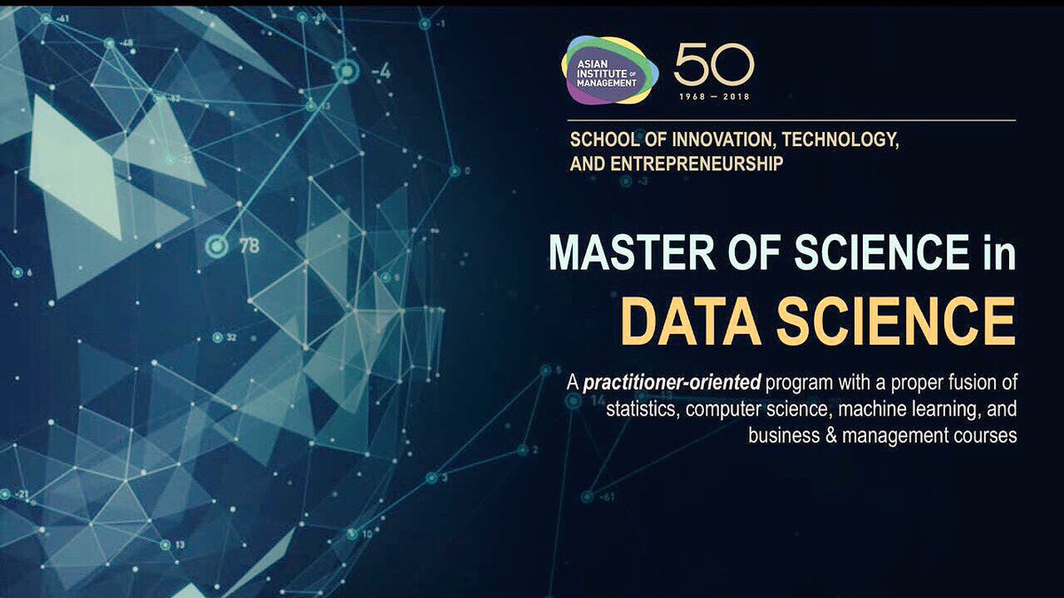 eflegara's tweet image. Applications now open! AIM’s MS in Data Science. Sharing the curriculum.
Core data science courses: 36 u
Core general business/mgmt : 14.5 u
#datascience #artificialintelligence #statisticalcomputing #ai #networkscience
@aim_edu