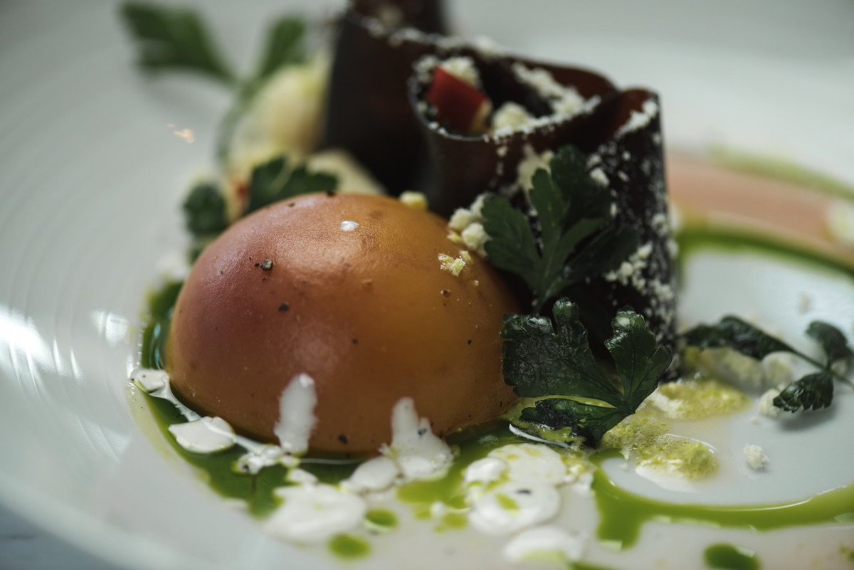 VineAndSpoon's tweet photo. Need something sweet after dinner? We've got unique dessert options too - poached peach, plum leather, soured cream, spiced syrup, fresh nectarine and cilantro. https://t.co/ra2UL4rQ0L