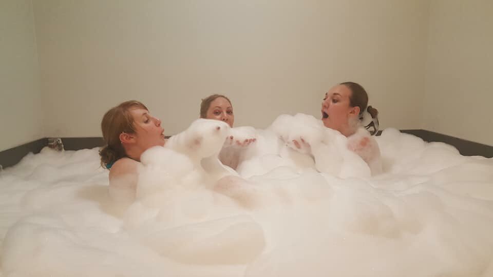 SportPrincess89's tweet photo. I think we fucked up on the bubbles 😂😂😂😂😂 #hottubadventures #weddingcelebrations #allthebubbles #bubblewine https://t.co/5XeLzzAU0m