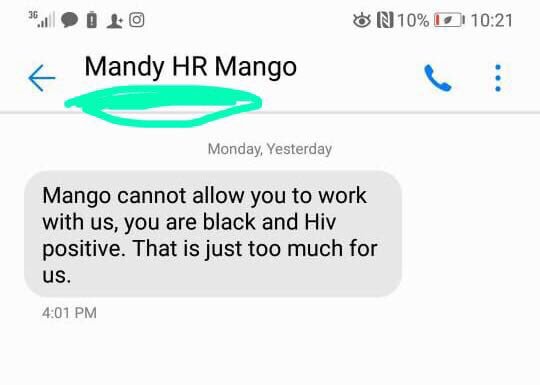 Apparently Mandy from Mango Airlines is now claiming that her phone was hacked. Mara If her phone was hacked then how does she explain Sipho getting fired, after telling them about his HIV status nxa!