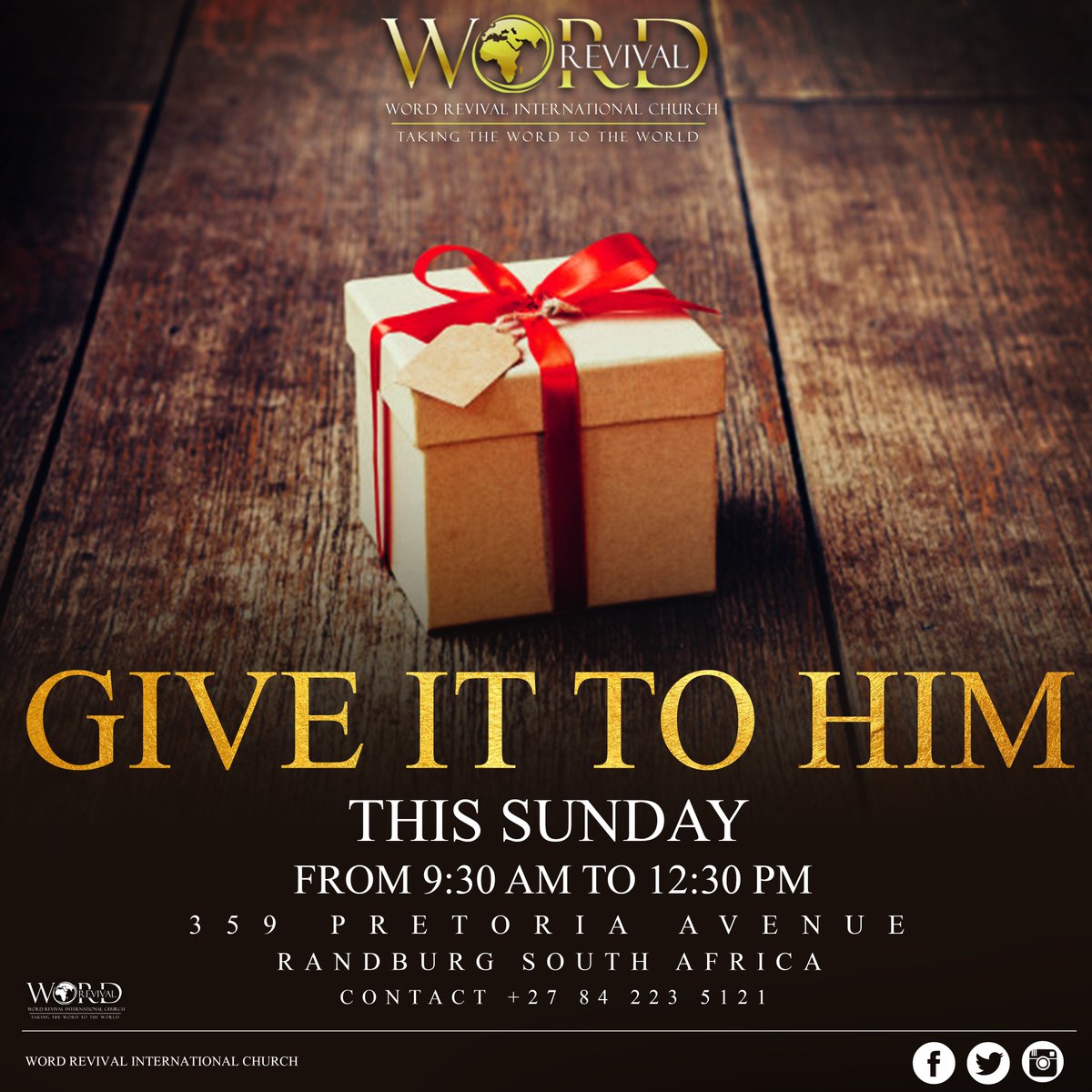 WordRevivalInt1's tweet photo. GIVE IT TO HIM ...This Sunday..be sure not to miss this service #wordrevival #tehillahnightofexcellence https://t.co/aegJ5G0sDK