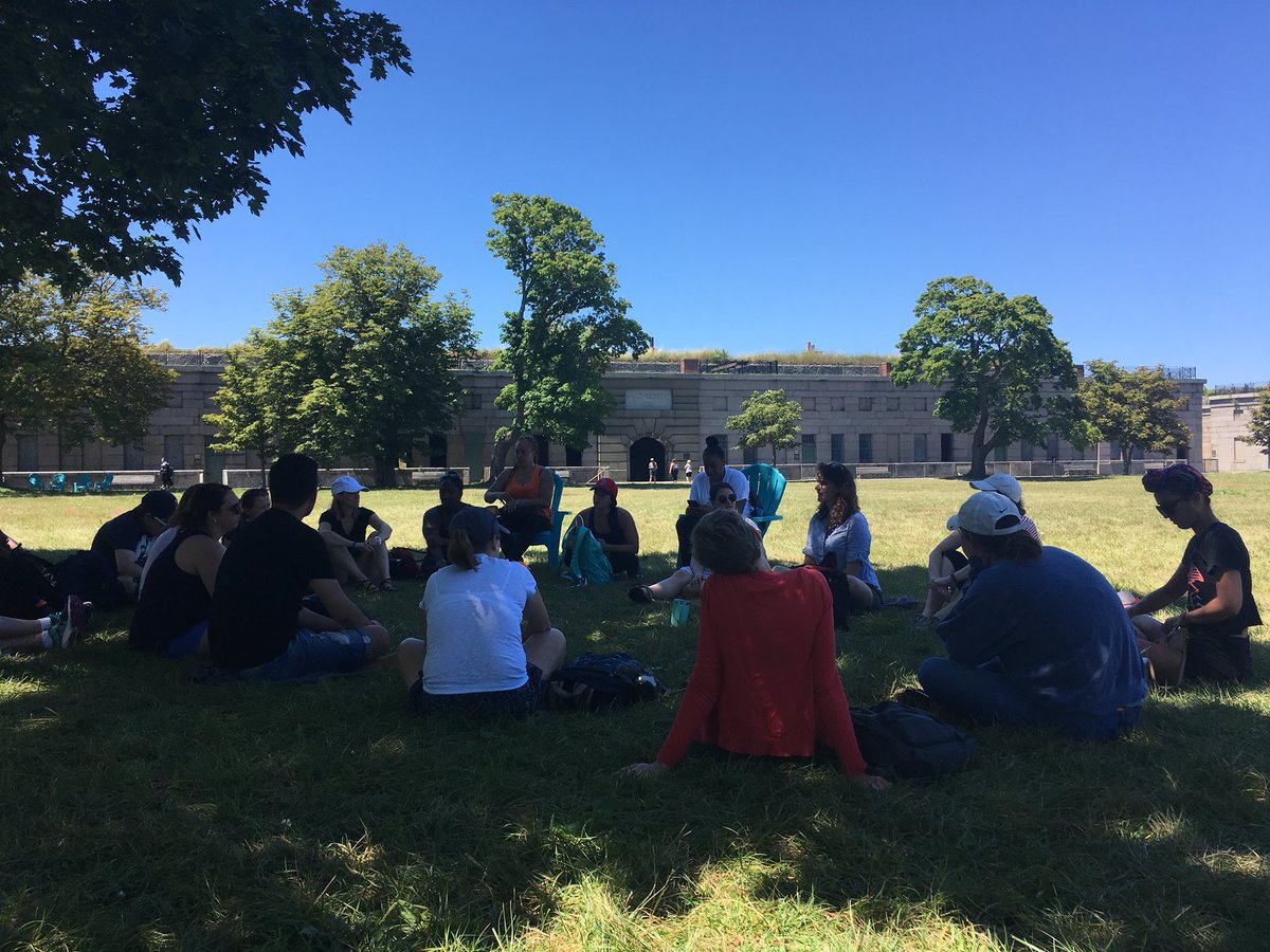 PlaceBasedBOS's tweet photo. A great end to the week on George’s Island. Reflecting on the week with a long range, new perspective of the city. Let’s continue the conversation and coauthorship. #PlaceBasedBos @BostonSchools https://t.co/vRG61cGN0L