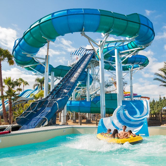 Grab a friend or five, and hold on tight as your raft is ready to slip and slide down this super long family-friendly water slide, the Wedge 🌞🌊😎 #KnottsSoakCity