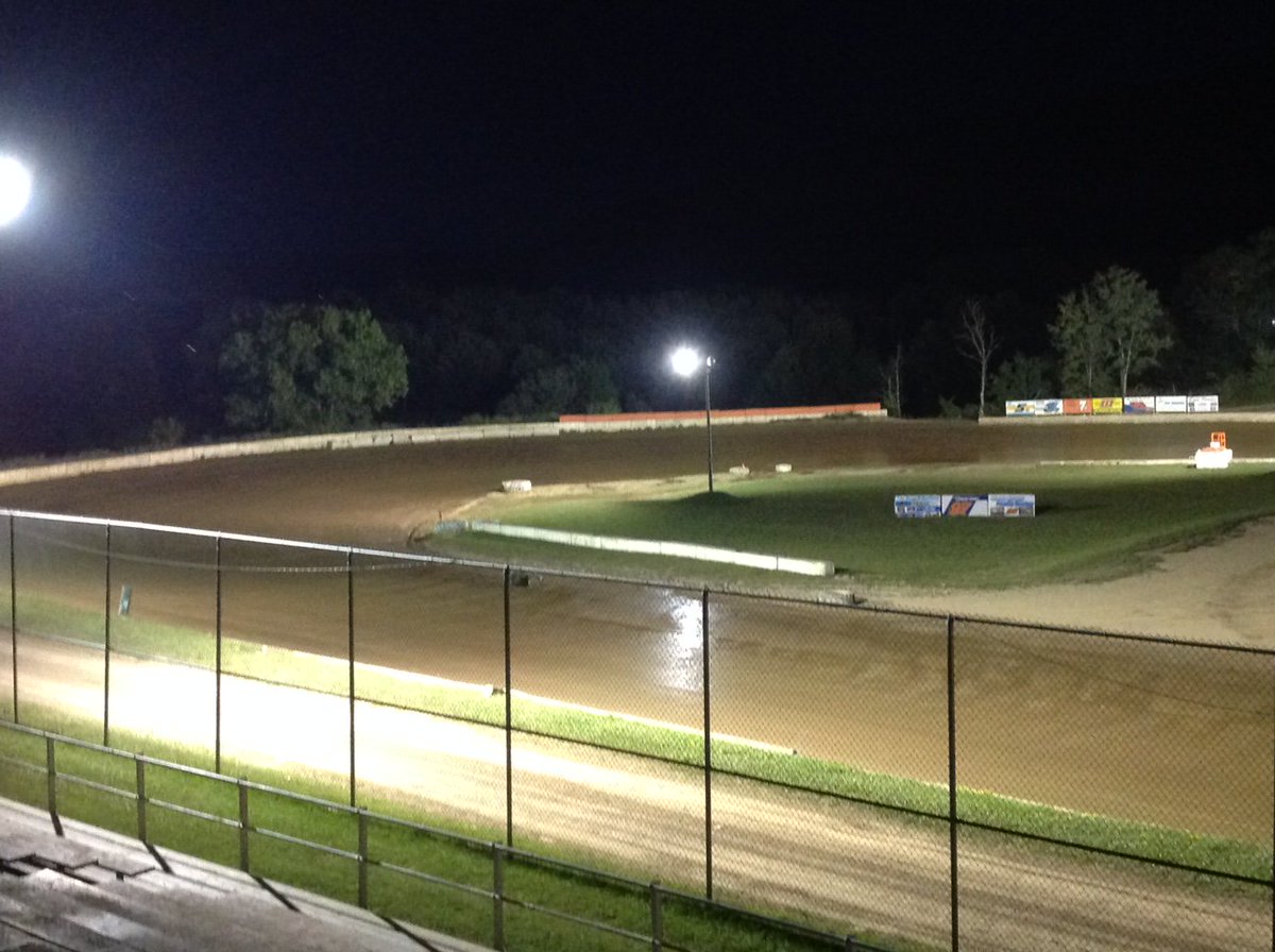 5MilePtSpeedway's tweet photo. Watering under the lights on Friday evening preparing for a big Saturday night of racing at Five Mile Point Speedway.  @FiveMilePoint - racing begins at 6:30 p.m. on Saturday - 607-775-5555. https://t.co/vm3ojzJ5R7
