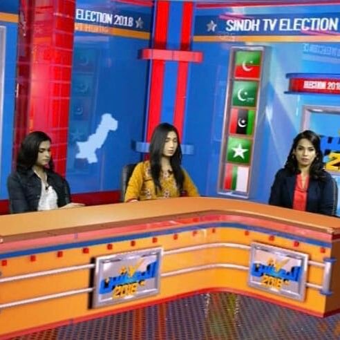 AradhiyaKhan4's tweet photo. #Transgender community's role in coming #PakElections2018 on Sindh TV news with host Shireen Asa'ad. 
Representatives of #PECHRA Aradhiya Khan , Sarah participated as guests and represented the transgender community.
This is link of my  program 
https://t.co/7nU3Mncx3P https://t.co/8MKHE4ycw9