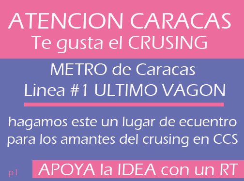 alepaezccs's tweet photo. Apoyemos esta idea que propongo, en el metro a pesar de que se comunican los vagones se puede en el gentío se puede pero si todos los crusing lovers vamos al Ultimo Vago CCS también se puede crusing en el Metro RT https://t.co/q4zp2qQhjT