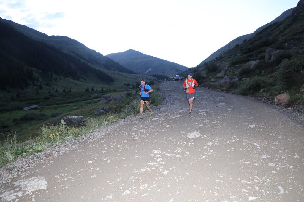 iRunFar's tweet photo. Major action at mile 58.4. Ben Bucklin, Jesse Haynes, and Troy Howard come in within 4 minutes of each other in 4th-6th and within 124 minutes of the lead. Brendan Trimboli is still here too. #HR100 https://t.co/PNWYofMD93