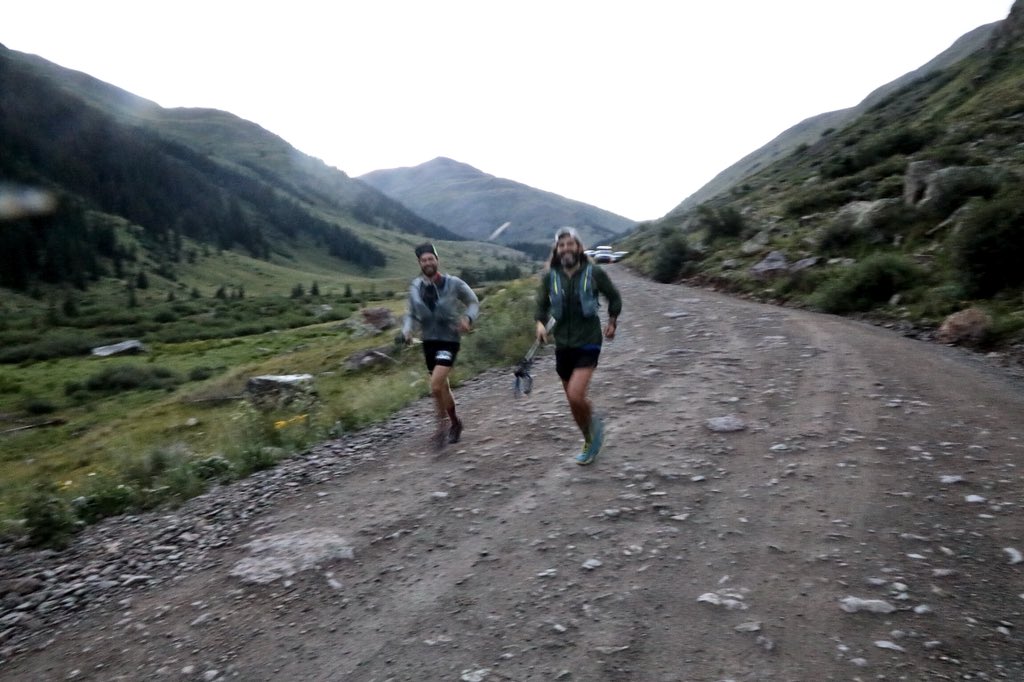 iRunFar's tweet photo. Major action at mile 58.4. Ben Bucklin, Jesse Haynes, and Troy Howard come in within 4 minutes of each other in 4th-6th and within 124 minutes of the lead. Brendan Trimboli is still here too. #HR100 https://t.co/PNWYofMD93