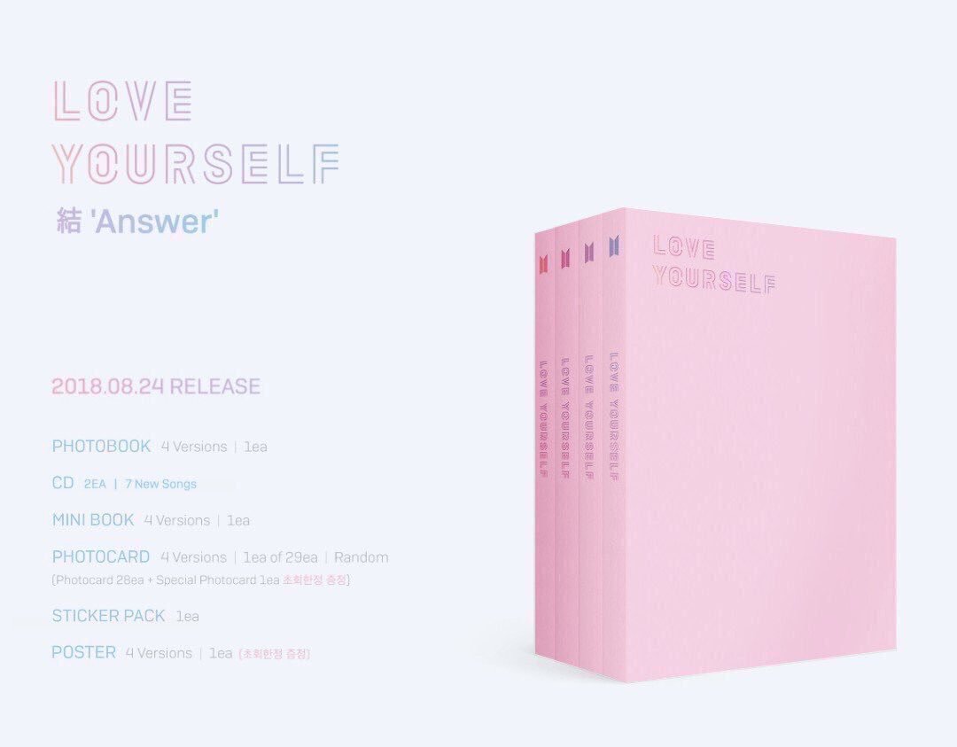 moonchild_sj's tweet photo. GIVEAWAYYY:

Remember that this year for my birthday (today) I’m giving away a bts love yourself : answer album...

Winner will be picked August 24th!!!!

rt and follow to win :))) https://t.co/2MhWuW0xPs
