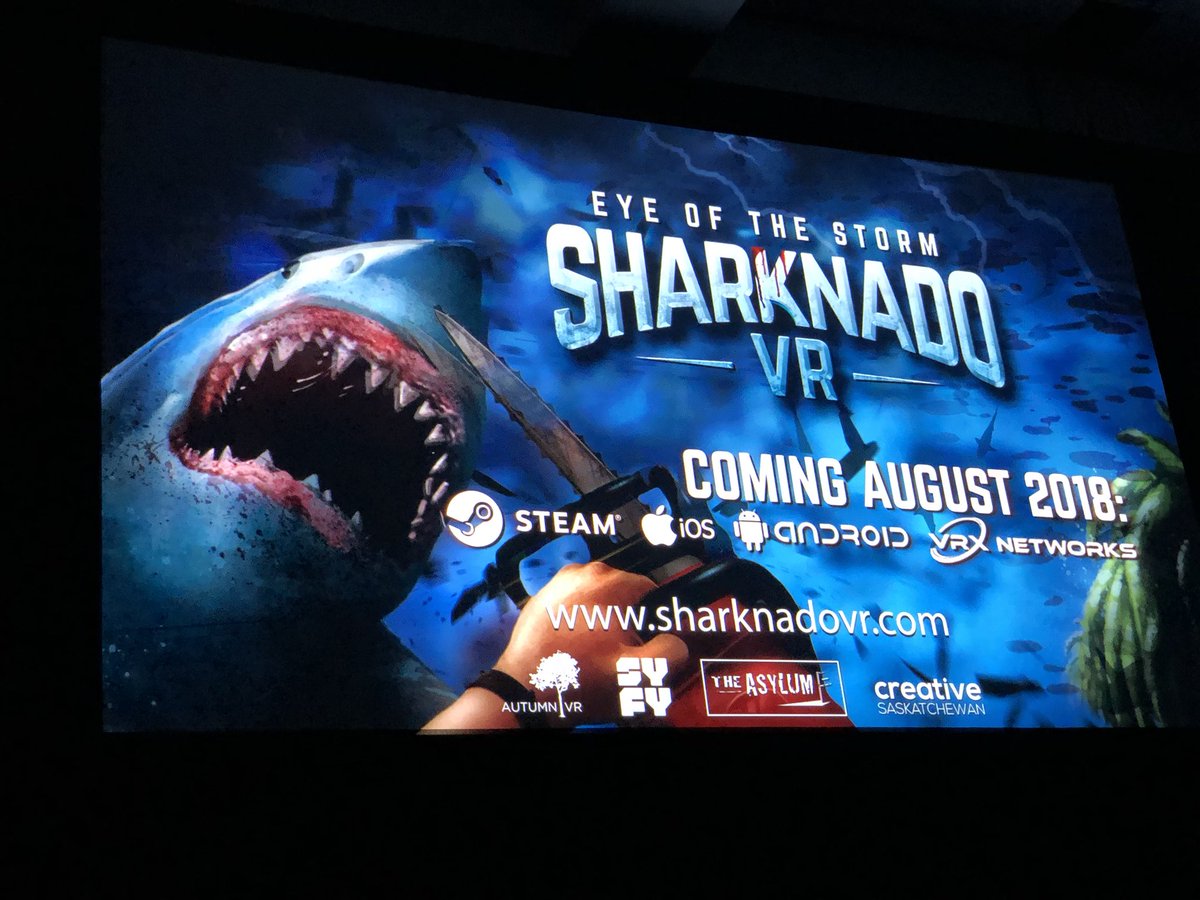 SharknadoSYFY's tweet photo. Even though #Sharknado6 is the last in the series, you can soon live in an immersive virtual Sharknado for forever. #SDCC https://t.co/WtxUe9nkRH