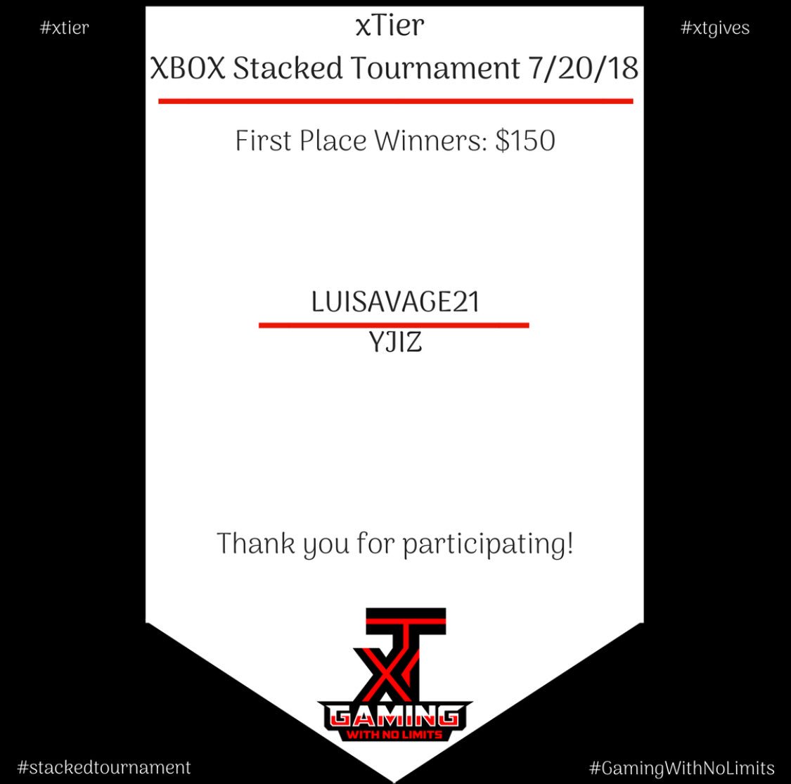 xTierClan's tweet photo. Congrats to these guys! That’s back to back champions! #xtier #xtgives #stackedtournament #Gamingwithnolimits https://t.co/jUoCVWocpm