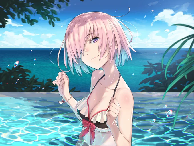 最近暑いので涼しそうなマシュをどうぞ! #FGO #FateGO 