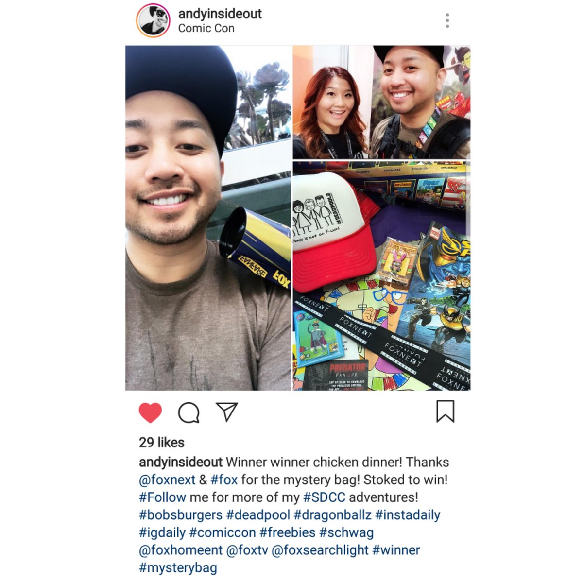 FoxNext's tweet image. So happy and excited for our Day 1 raffle winner! CONGRATULATIONS @andyinsideout!

#FoxNext #SDCC