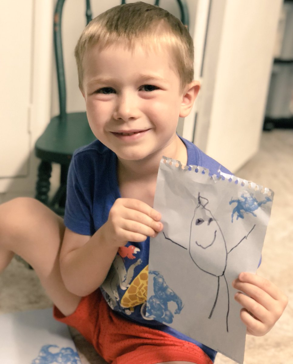 CodyLibrary's tweet photo. During craft time today, my little guy drew a “potato with eyes and a smile!” 😍 @inkyelbows remind you of anything?! #bookspark #creativeminds #imnotbored https://t.co/9yULfwfDkG