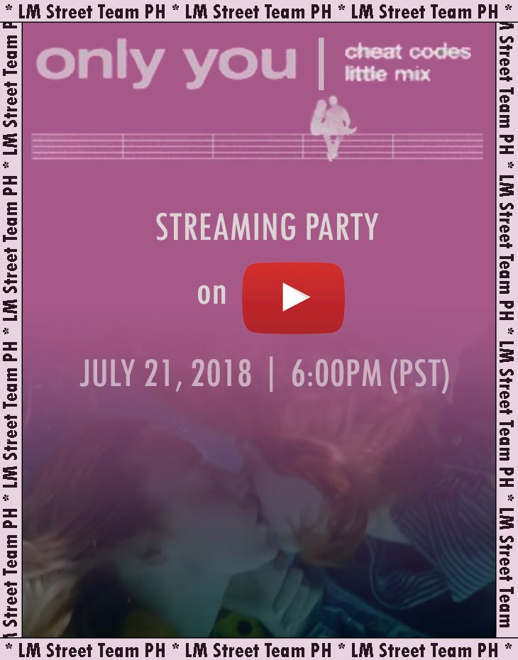 LMStreetTeamPH's tweet photo. Make sure you are free and and have Internet connection or enough mobile data to stream #OnlyYouVideo later at 6:00PM (PST). 

Set an alarm on your phones, in case you forget.

@LittleMix https://t.co/AtWKBt3KcF