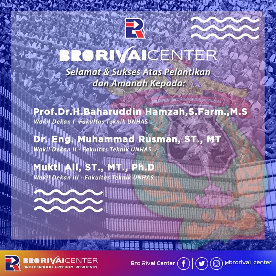 BRORIVAI_Center's tweet photo. Selamat dan sukses atas pelantikan jajaran Rektorat dan Dekanat Fakultas Teknik Universitas Hasanuddin.

Selamat mengemban amanah untuk Almamater Merah. Vivat Unhas.

#BroRivaiCenter
#UNHAStawwa #infounhas #UniversitasHasanuddin https://t.co/E1ANNOvenP