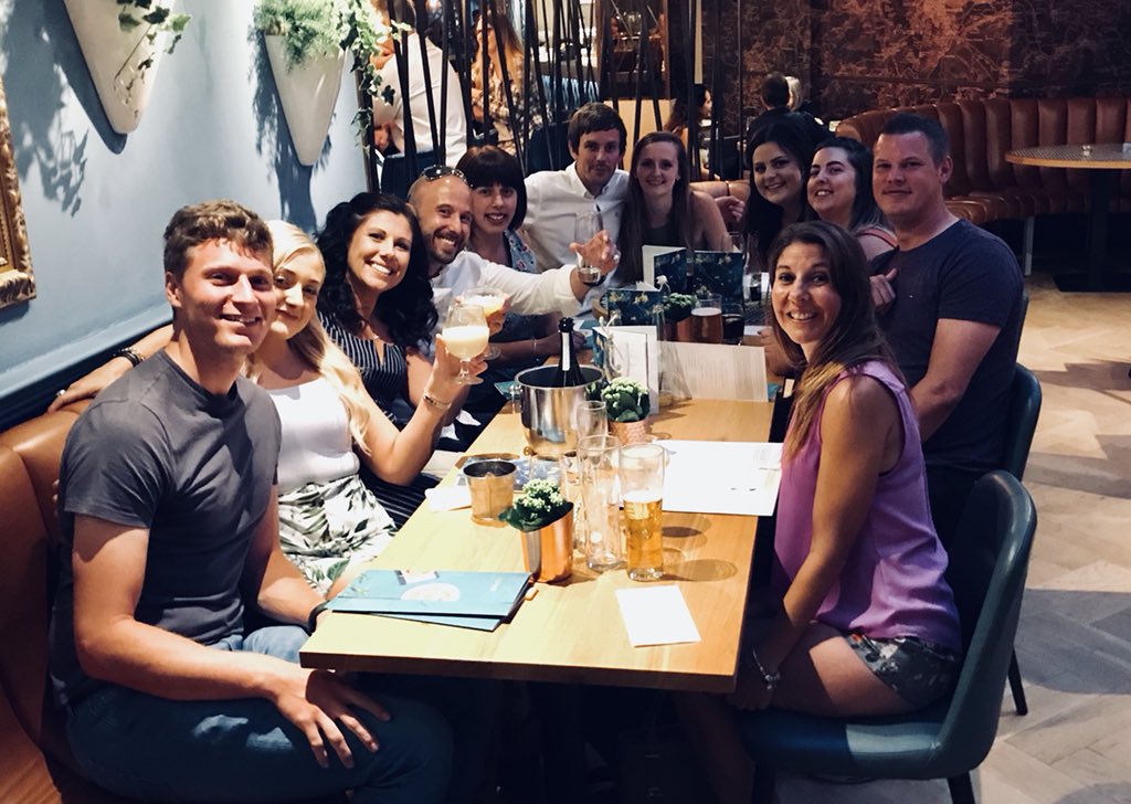 greghacon's tweet photo. AMAZING TEAM | It’s always fantastic to get #TeamBB back together for a night of enjoyment, laughter and a heap of banter @allbarone 

#EmotionalTimes #DevelopingCareers #LeavingDo #TimesChange #FriendsForever #LoveYouAll ❤️❤️❤️ https://t.co/ivxwa0oC71