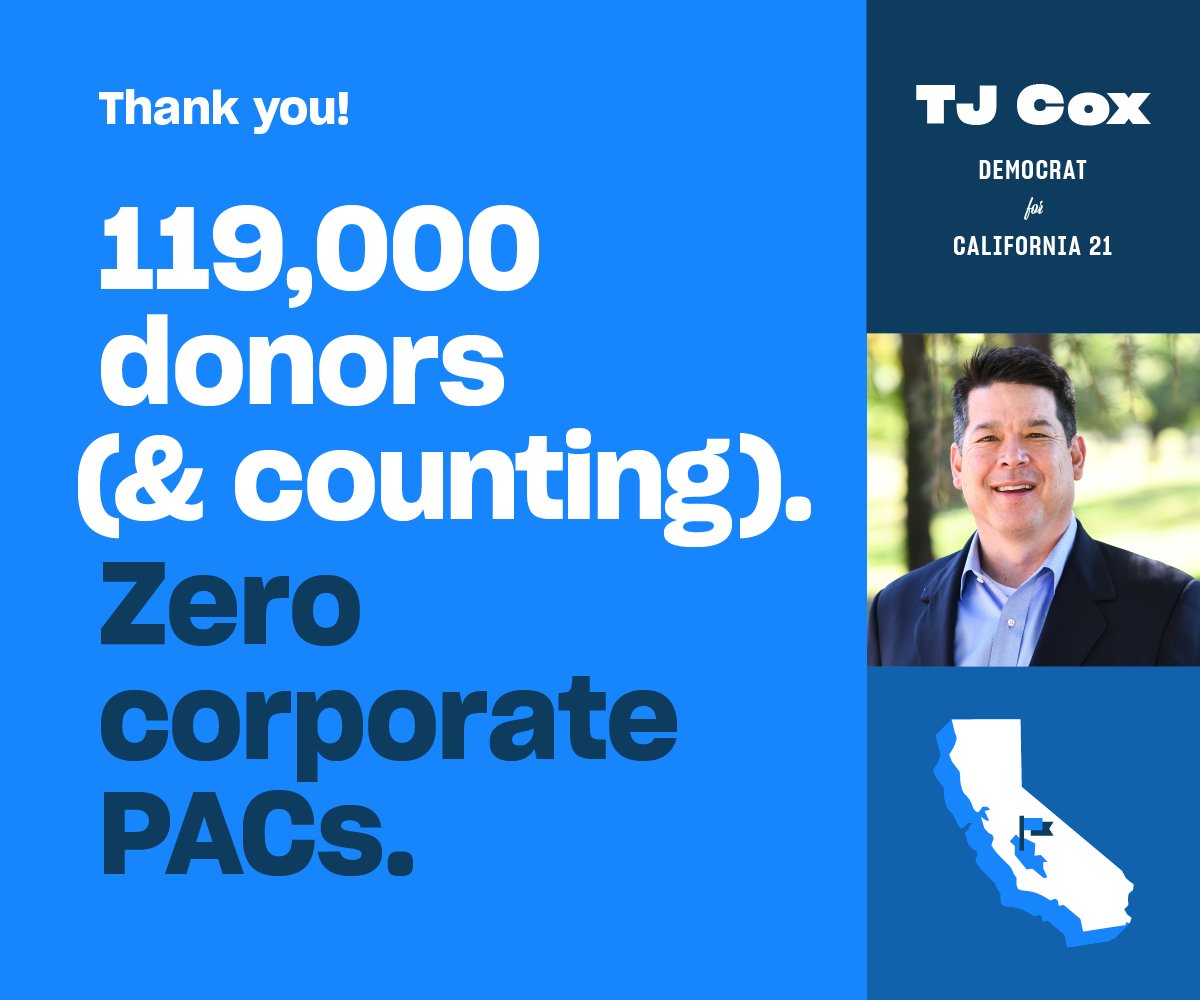 TJCoxCongress's tweet photo. .@RepDavidValadao does $1,000-per-plate fundraisers with @IvankaTrump & @SpeakerRyan.
We are powered by regular folks who contribute what they can.
Help keep our people powered campaign going here:
https://t.co/LYHiPc96b6 https://t.co/tqGsRxMEwu