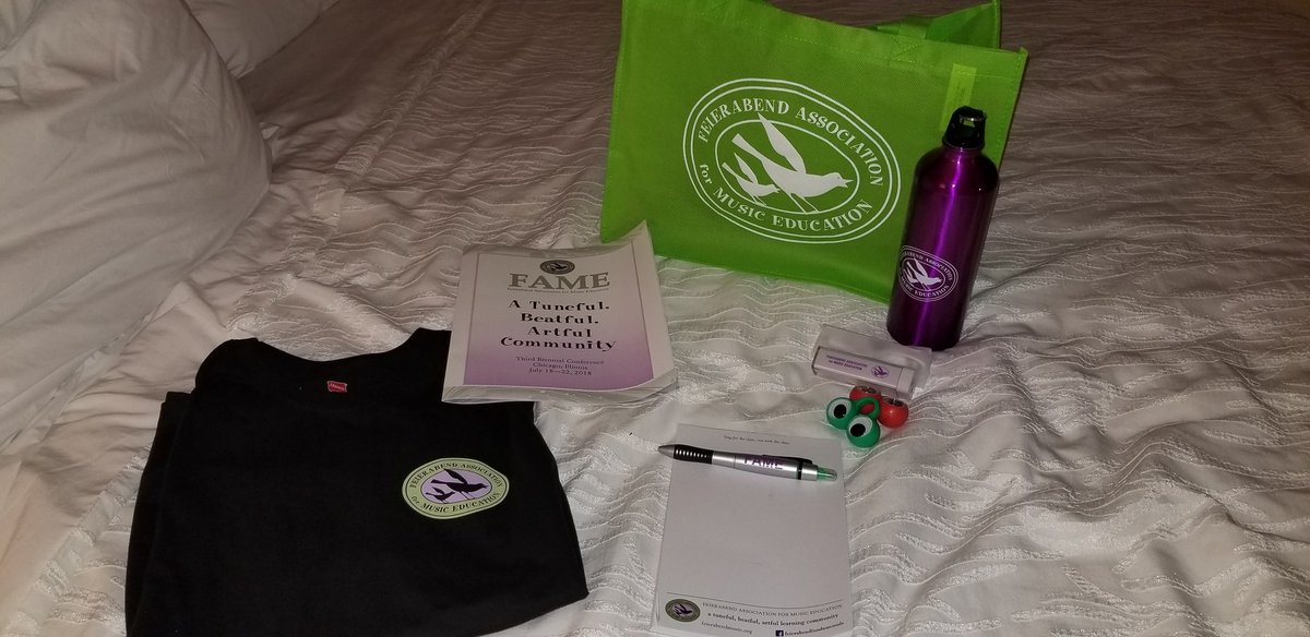 rbpsmusic's tweet photo. I made it! Over 6 hour delay didn't stop this trip! Met some awesome new Feier-friends and cannot wait for some #TuBeArtful sessions at #FAMEcon2018! Also got some awesome swag! Did I mention I get to meet the Move It! Lady tomorrow? @feierabendmusic @rbpsEAGLES https://t.co/TB6BW2GpPt