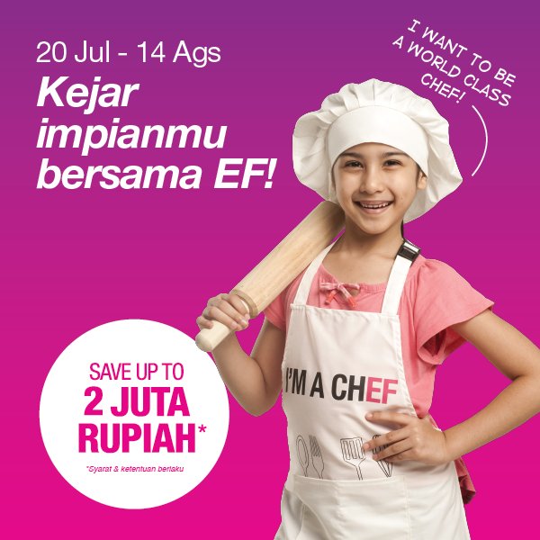 PKUEnglishFirst's tweet photo. Apapun impianmu, wujudkan bersama EF! Isi biodata singkat dan dapatkan DISKON s.d 2 Juta dengan klik https://t.co/Si3oIdtLUS  
#EF #EFKejarImpian #PromoKursus #LesBahasaInggris #KursusBahasaInggris #KursusBahasaInggrisAnak #KursusBahasaInggrisRemaja https://t.co/iHEuF7Kjzr