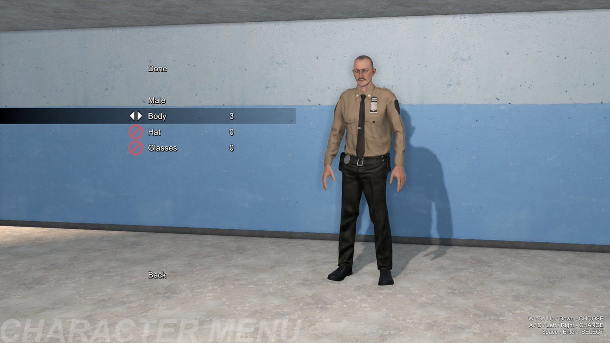 3adam15's tweet image. #FlashingLightsGame のアップデートをプレイした見た。プレイヤーキャラは以前の人物モデルが無くなり、新たなモデルに置き変えられた。性別は男女選べて服装は3種類。帽子と眼鏡は今のところは使えないが、そのうち選べるようになるだろう。