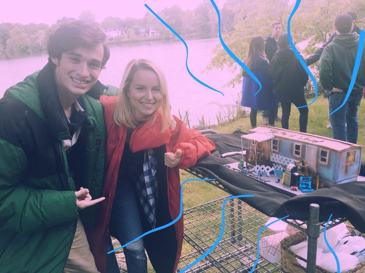 TeamBridgitNews's tweet photo. bridgitmendler: When we wrapped Father of the Year, they made a cake replica of davidspade ‘s trailer. Here’s joeybragg and I admiring it... they even made a fondant mini bbq!! check it out in regular human size (not edible) on Netflix out now!!! https://t.co/wLJYS7CGad