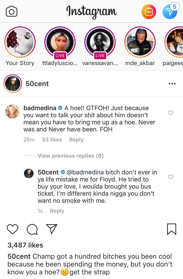 4TheLoveOfJoose's tweet photo. Giiirrrrllllaaahhhhhh!! @50cent cussing @badmedina(Floyd Mayweather’s ex) out like a dog in the sKreets. Imma mind my business on this one though...👀👩🏾💻 #4theloveofjoose #50cent #badmedina #floydmayeather 🍇Part 1&2🍇 https://t.co/DNuwFnaNM2