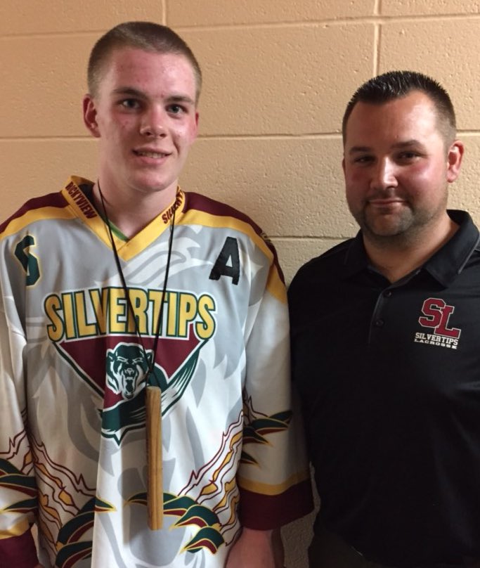 silvertipslax's tweet photo. Tonight’s #SilvertipsLaxFamily #JM3 #PlayerOfTheGame was @Mattmckee16 for that #Hattrick! Well done tonight Matt!
Photographed with Coach Tyler @waycks Waycott since Wayne @mckinnon_wayne is away at #ABSummerGames with his son, Kyle. @KMcKinnon18 Good luck this weekend! https://t.co/m6AFOXUudv