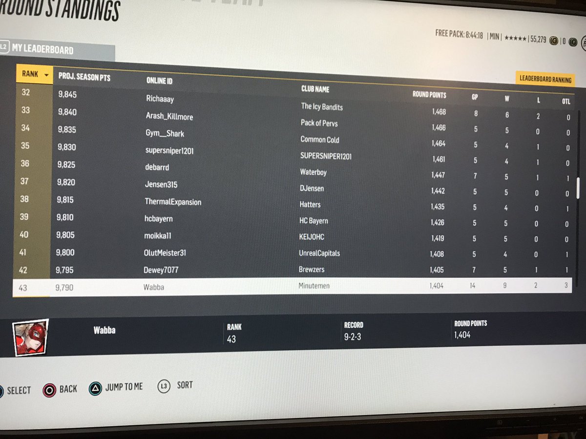 WabbaPlays's tweet photo. Rank 42 at 1404 points. Not a bad start to HUT Champs this week in #nhl18 #twnn #HotChamps https://t.co/UEUzK4U5M9