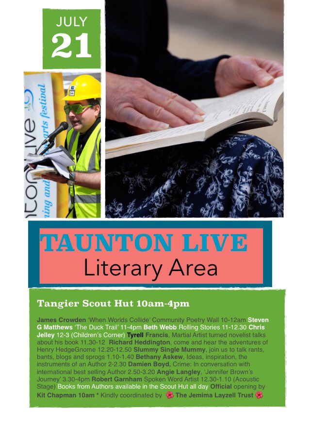 LiveTaunton's tweet photo. Itโs #Today ๐๐๐ so much going on in #Taunton today for #TLive2018 11-7pm check out the website https://t.co/sFJomjKMiW or pop along to our information point on Goodland Gardens to find out more #ArtsFestival #Free #Somerset #VisitTaunton #WhatsOnSomerset
@GoCreateTaunton https://t.co/swppKuSce0