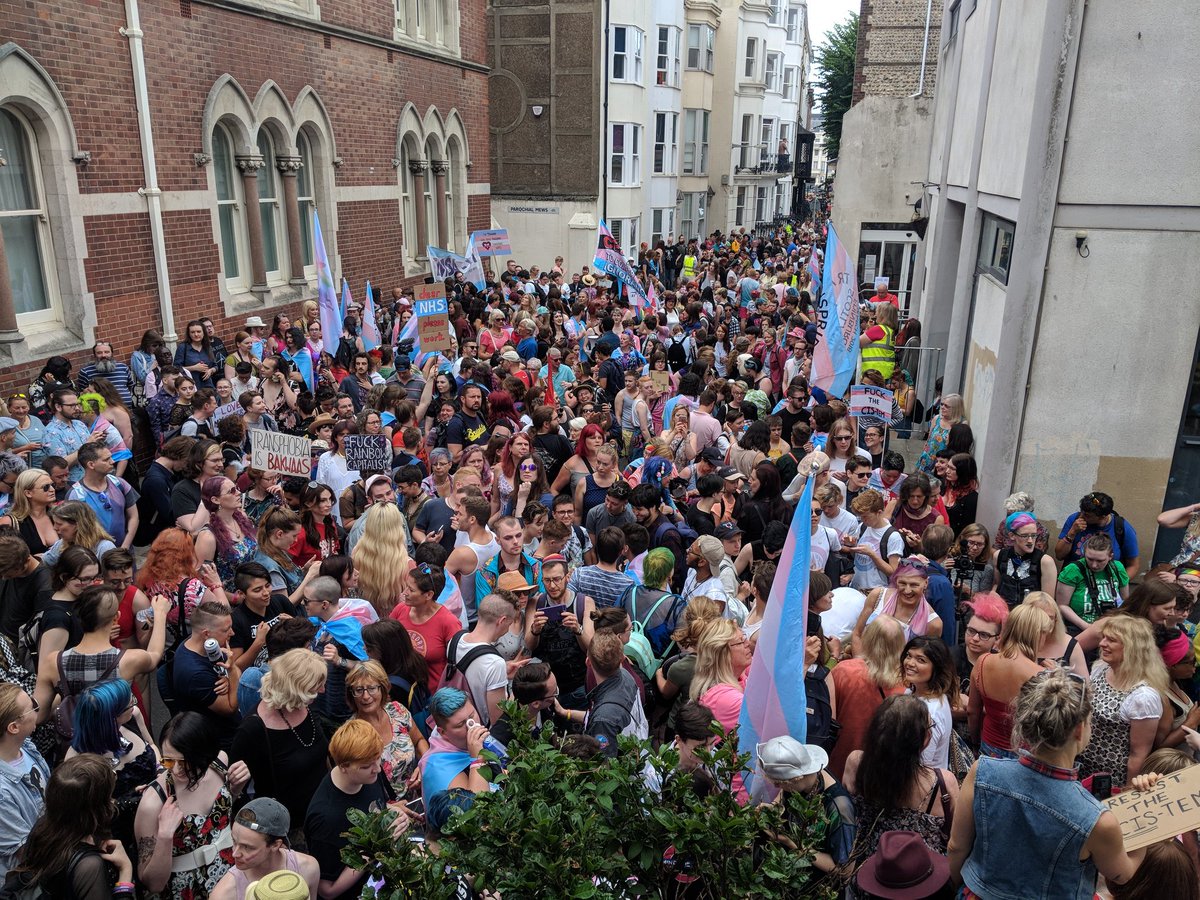 the crowd outside the Marlborough pub