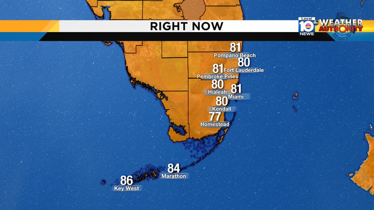 Other than a "cooler" 77° in Homestead, our Saturday is starting off warm & humid. #miami #FLL #FLkeys https://t.co/dWMfVer0Qr