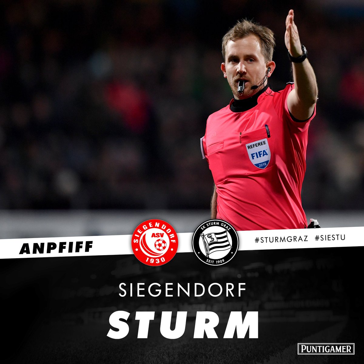 SKSturm's tweet photo. Schiedsrichter #Weinberger hat das erste Pflichtspiel der Saison angepfiffen!

GEMMA SCHWOAZE! 💪🏻⚫️⚪️🔥
______________
 0️⃣:0️⃣ #SIESTU | ⏱ 1' | 📺: ORF eins (HD) | #sturmgraz #oefbcup https://t.co/e818c8ZlZ6